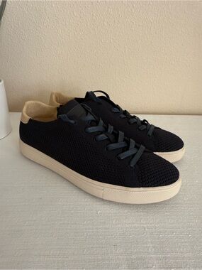 New CLAE Bradley Knit women’s Black Low-Top Sneakers with Cream Trim